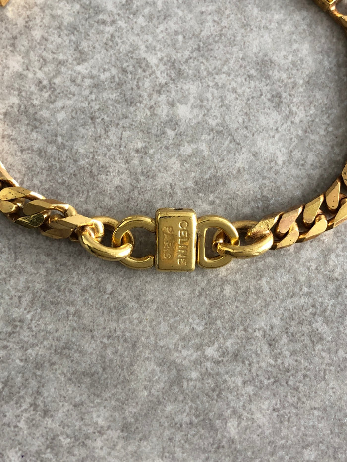CELINE Stone Bracelet Gold Vintage uwc5j4