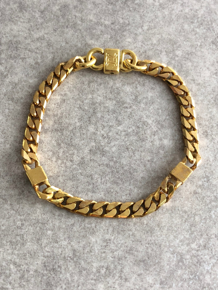 CELINE Stone Bracelet Gold Vintage uwc5j4