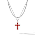 Red Stone Cross Pendant For Men