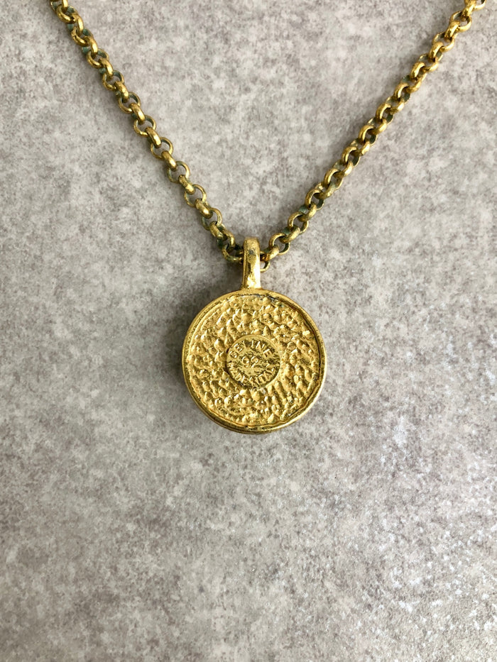 CELINE Stone Necklace Gold Vintage ge35zp