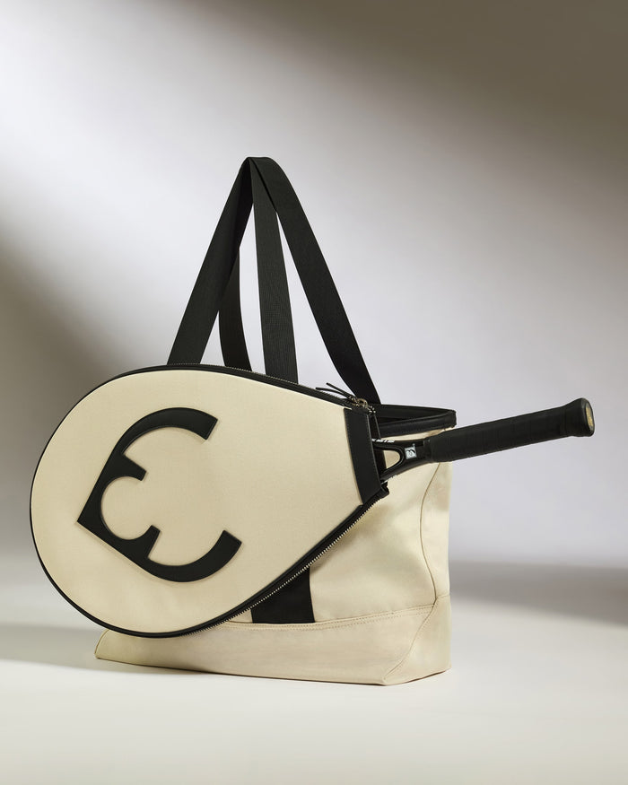 a tennis racket and bag