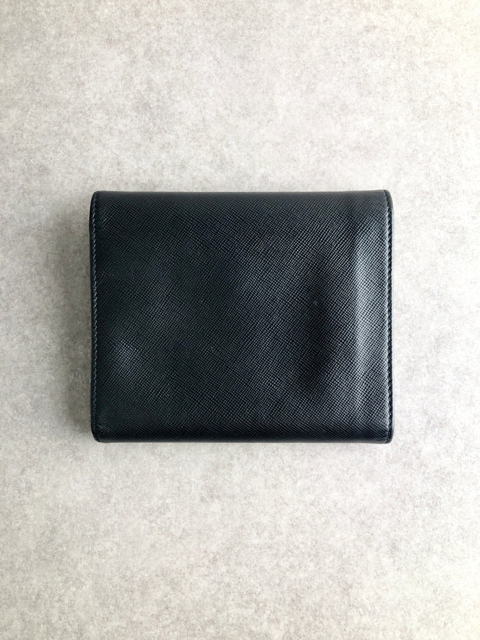 PRADA Tessuto Triangle Logo Folded Wallet Black Vintage pbcupt