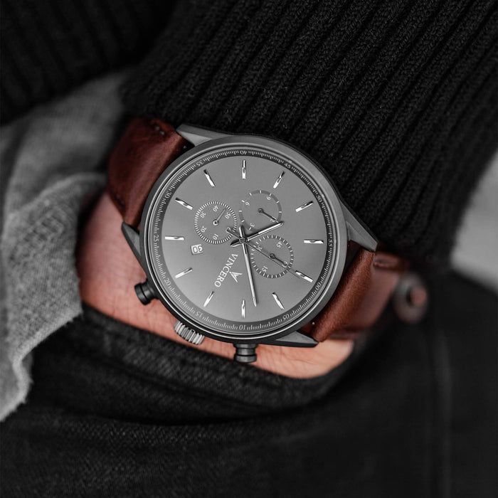 Walnut pocket shot of a watch