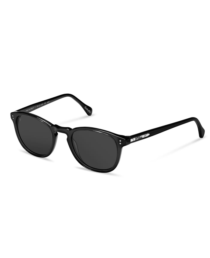 Black sunglasses with a white background
