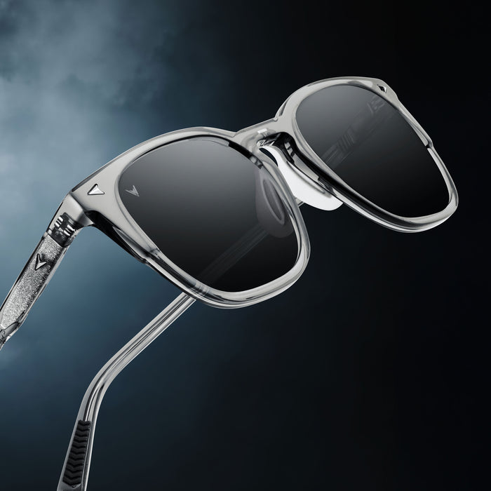 Sunglasses with a dark gradient background