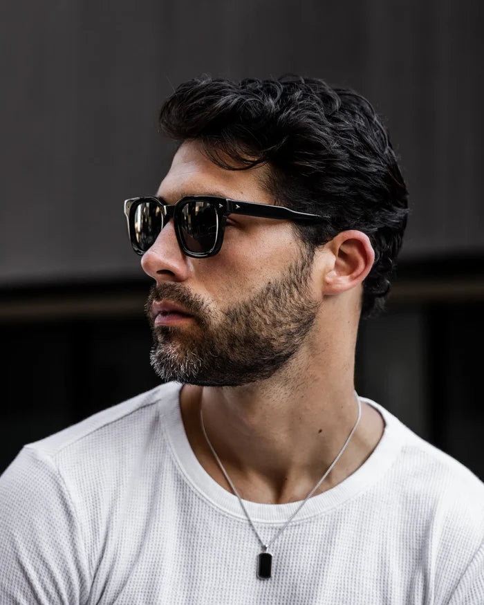 Black Hudson Glasses on face