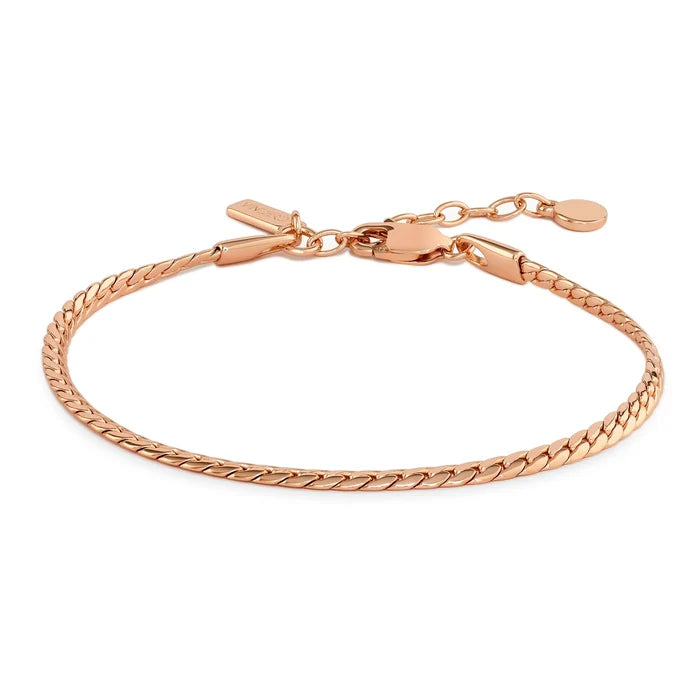 Rose gold bracelet on a white background