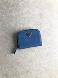 PRADA Triangle Logo Coin Purse Blue Vintage 6yvu4c