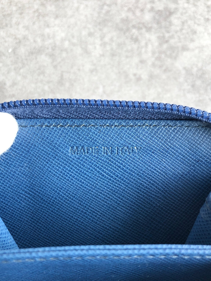 PRADA Triangle Logo Coin Purse Blue Vintage 6yvu4c