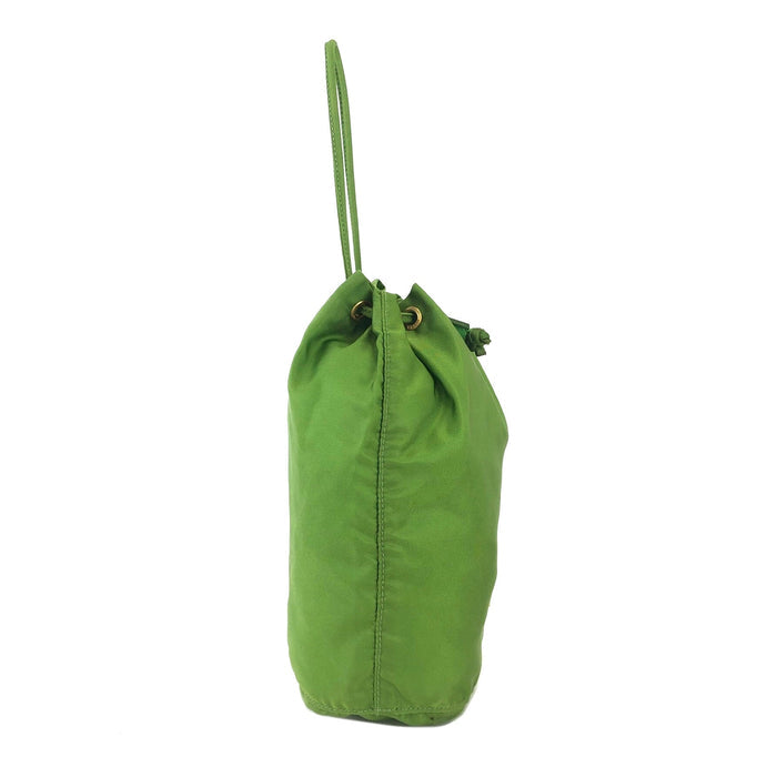 PRADA Triangle logo Nylon Drawstring Mini Handbag Green Vintage Old yjxupb