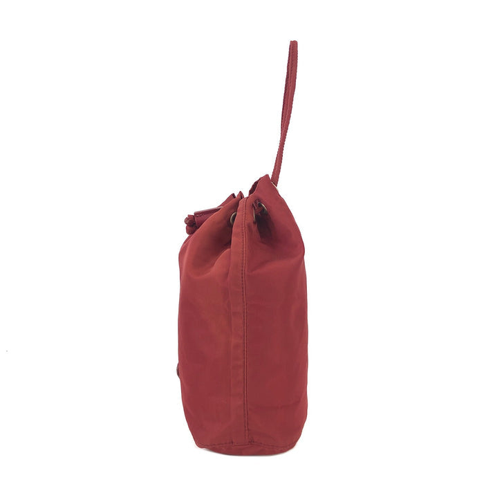 PRADA Triangle logo Nylon Drawstring Mini Handbag Red Vintage Old z7chn5