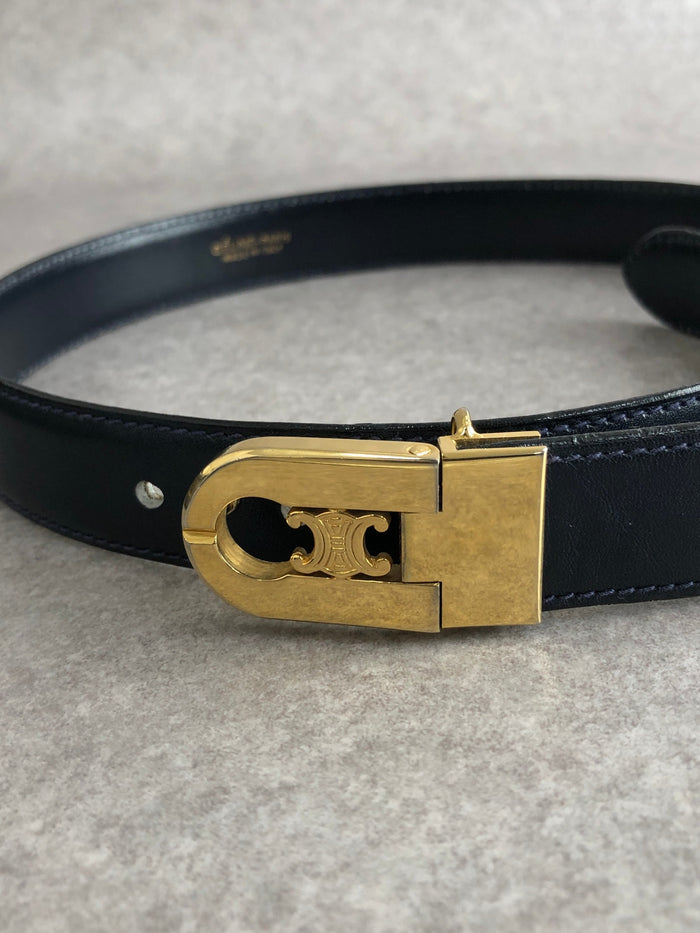 CELINE Triomphe Belt Black Vintage duzzud