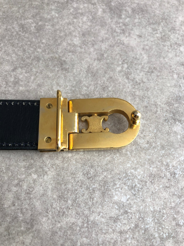 CELINE Triomphe Belt Black Vintage duzzud