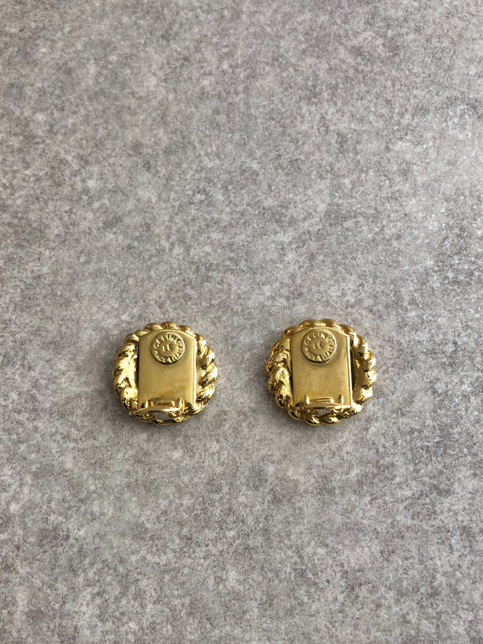 CELINE Triomphe Earrings Gold Vintage 5kuznv