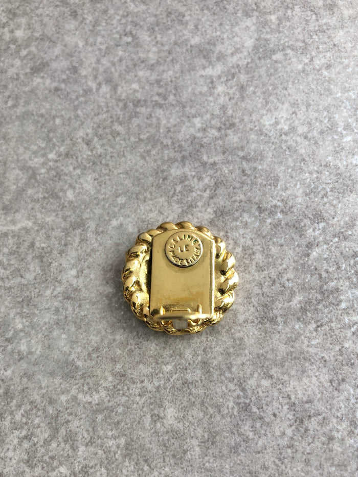 CELINE Triomphe Earrings Gold Vintage 5kuznv