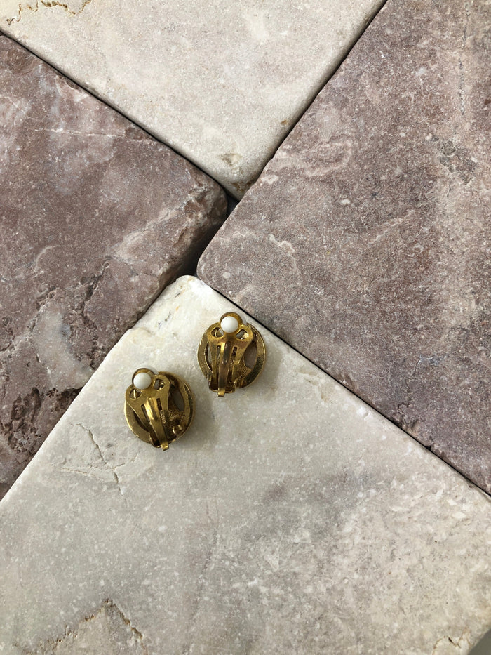 CELINE Triomphe   Earrings Gold Vintage jc3vsh