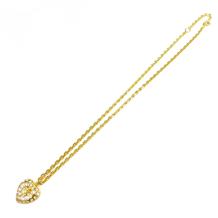 CELINE Triomphe Heart Stone Necklace Gold Accessory Vintage Old Celine tbk6ji