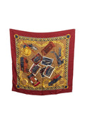 CELINE Triomphe Horse Bit Silk  Scarf Red Vintage 2dp2ru