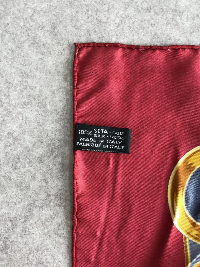 CELINE Triomphe Horse Bit Silk  Scarf Red Vintage 2dp2ru