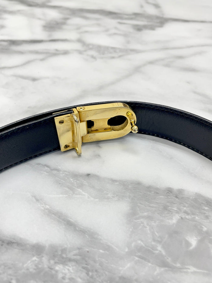CELINE Triomphe leather Belt Black Vintage Old Celine vu3cmr