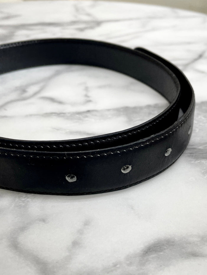 CELINE Triomphe leather Belt Black Vintage Old Celine vu3cmr
