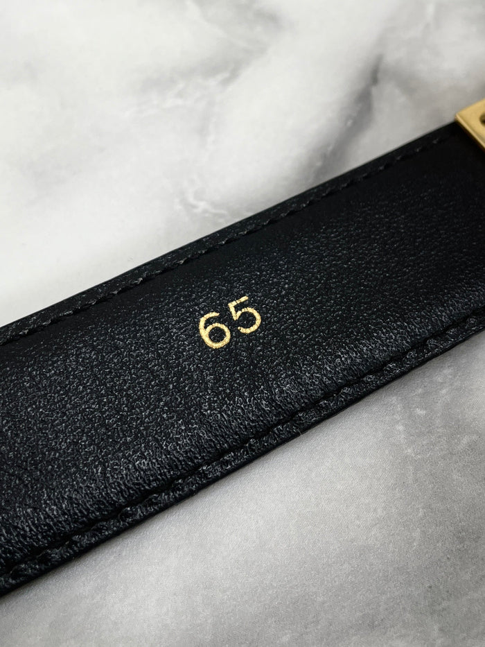 CELINE Triomphe leather Belt Black Vintage Old Celine vu3cmr