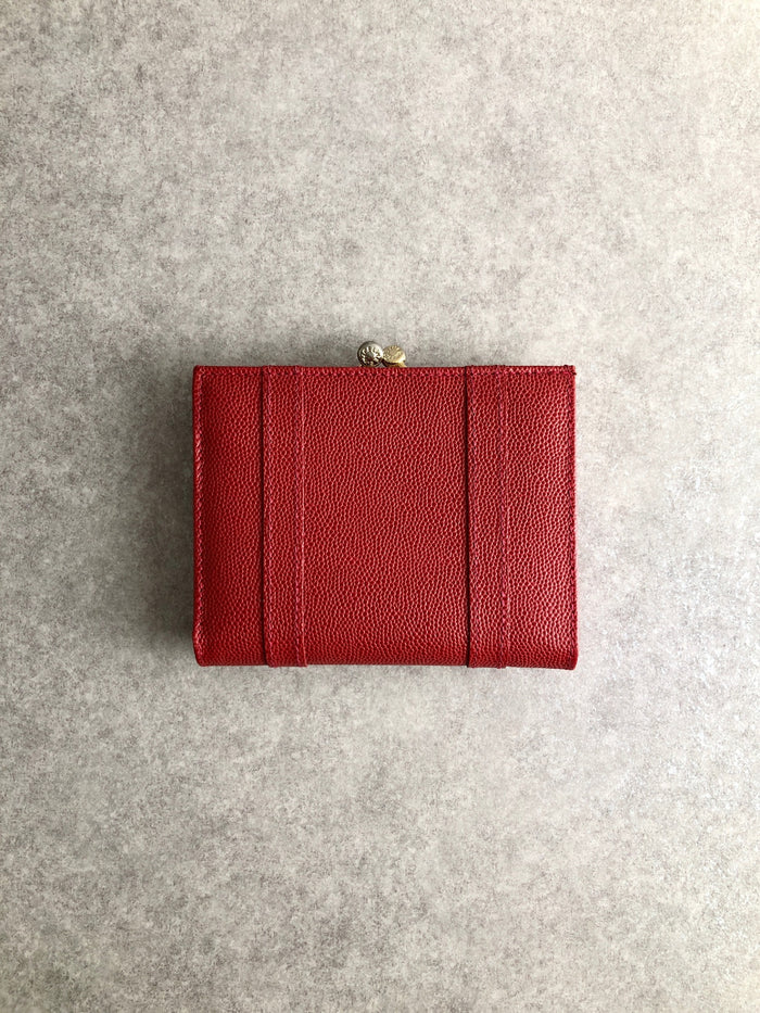 CELINE Triomphe Metal Clasp Folded Wallet Red Vintage ab46v7