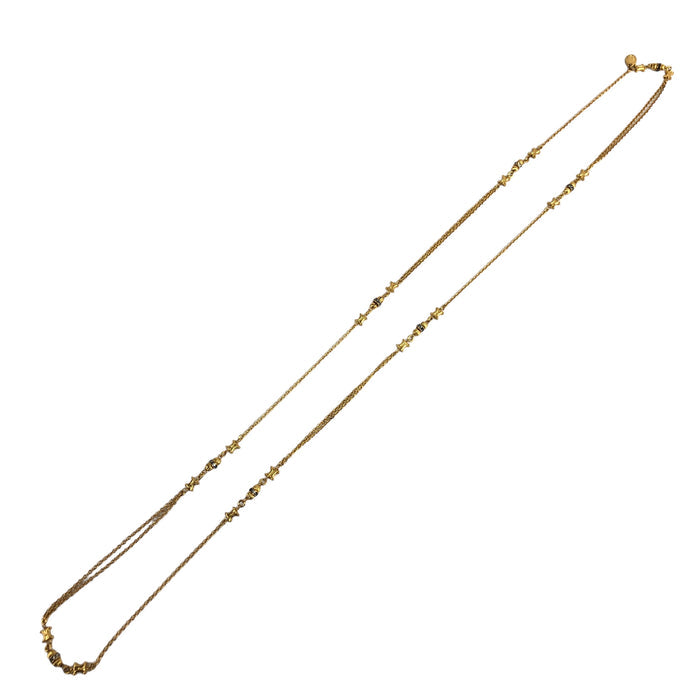 CELINE Triomphe Rhinestone Long Necklace Gold Vintage 52nahx