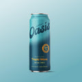 A can of cbdMD Tropic Wave social tonic with 10mg THC and mushroom blend on a blue background.