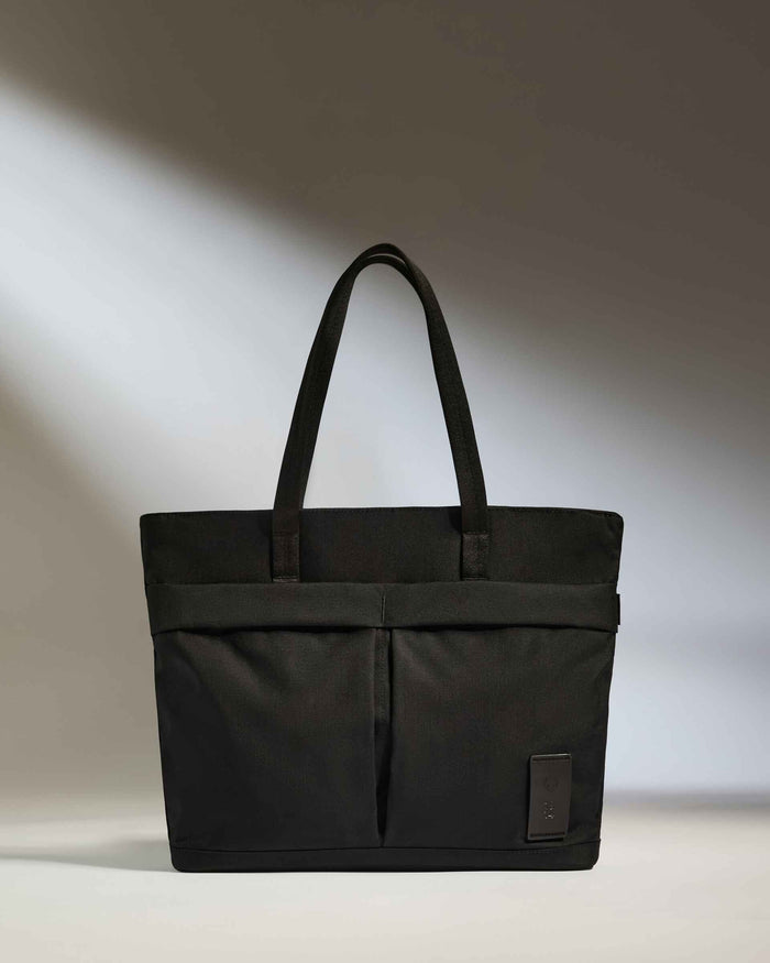 a black bag with a light shining on it