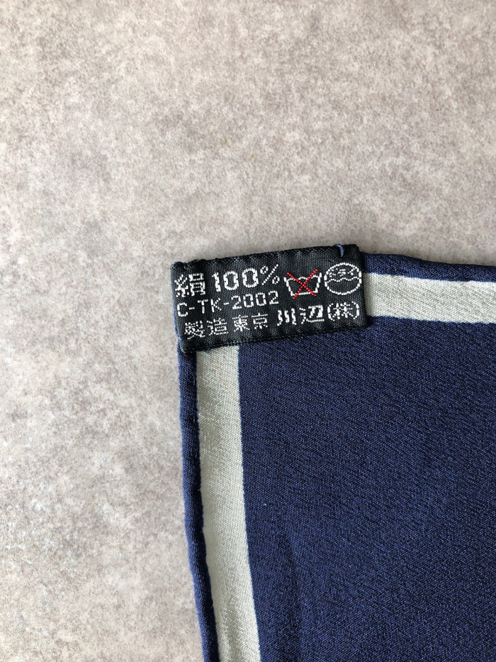 Yves Saint Laurent Silk Scarf Navy Vintage xkev6e